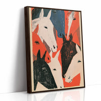 Bold Horse Herd Woodcut Print