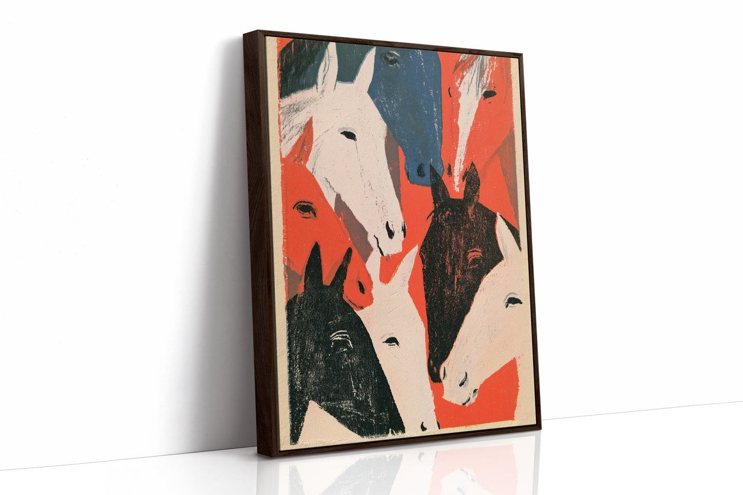 Bold Horse Herd Woodcut Print