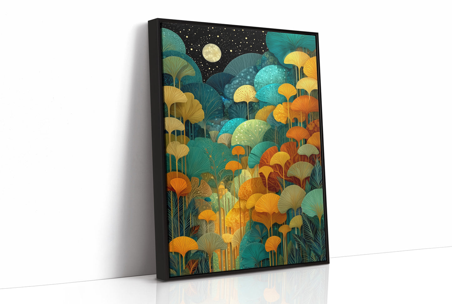 Moonlit Ginkgo Garden Glows Bright