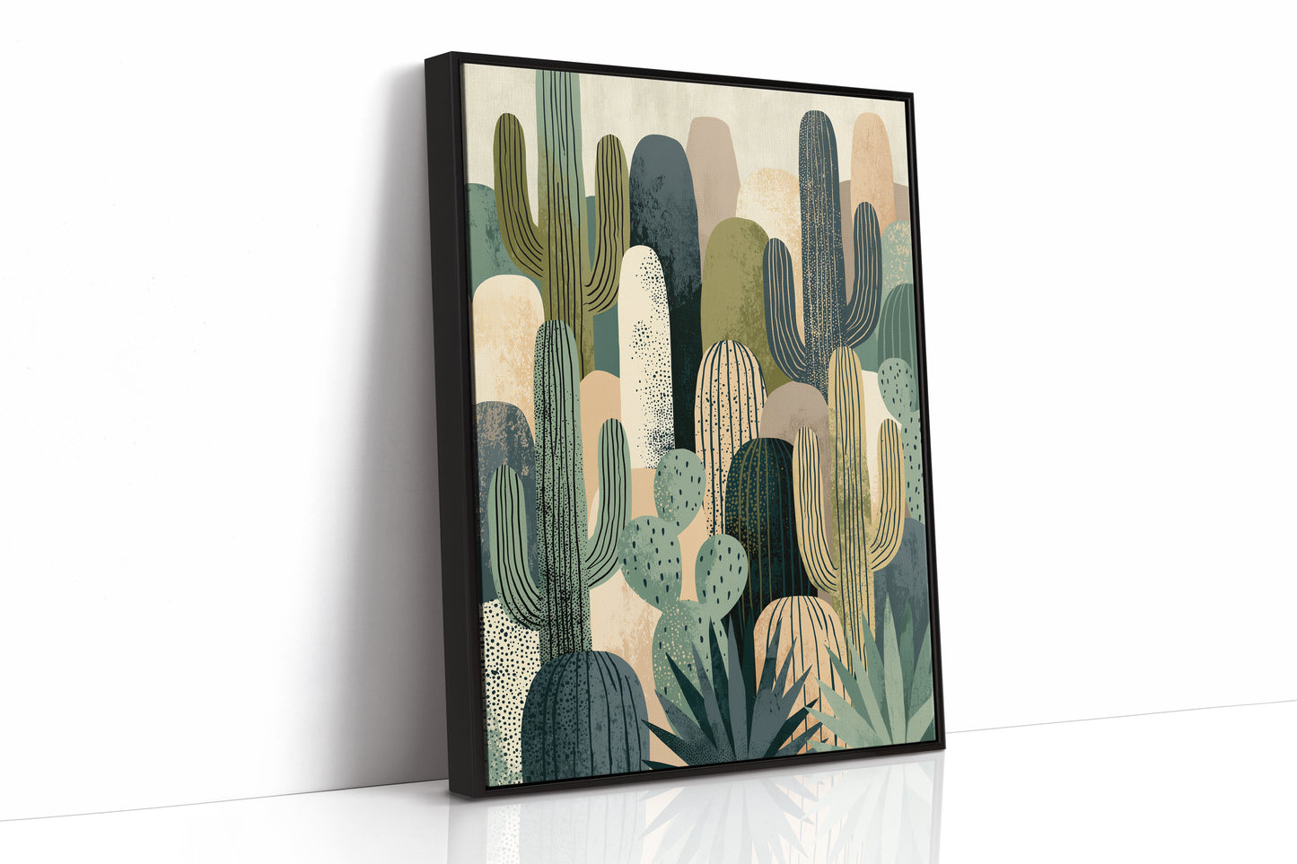 Desert Tapestry: Cactus Collage in Sand & Sage