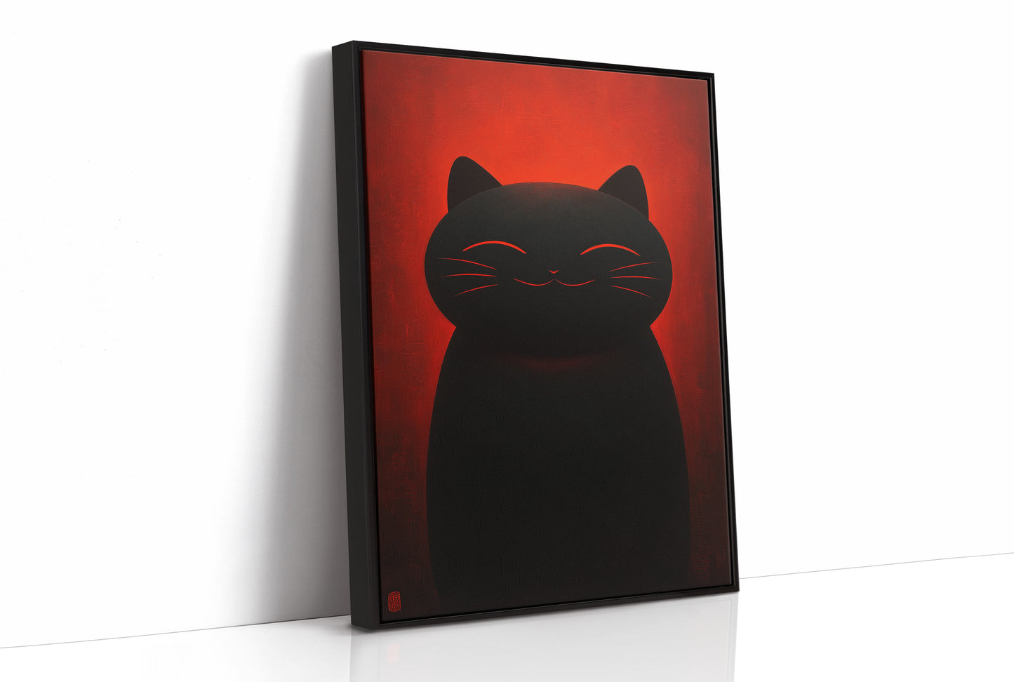 Black Cat Basks In Crimson Light