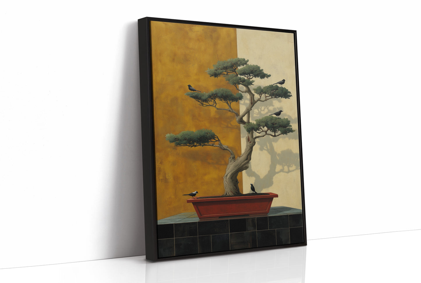 Birds Rest On Ancient Bonsai Branches