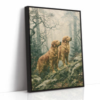 Golden Retrievers on the Misty Ridge