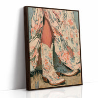 Coral Floral Cowboy Boots Study