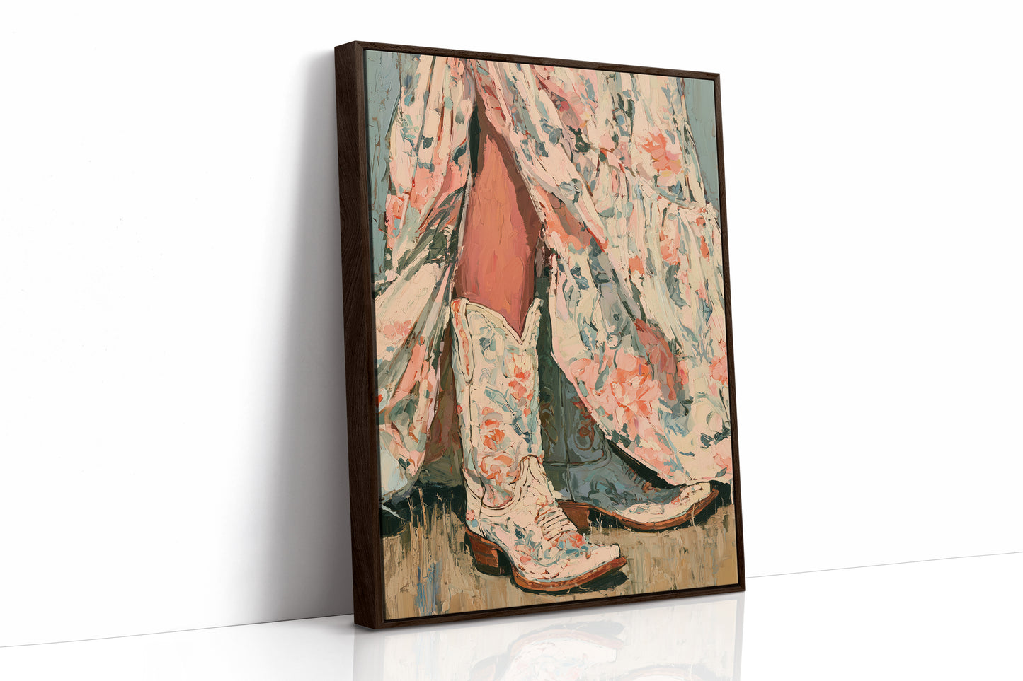 Coral Floral Cowboy Boots Study