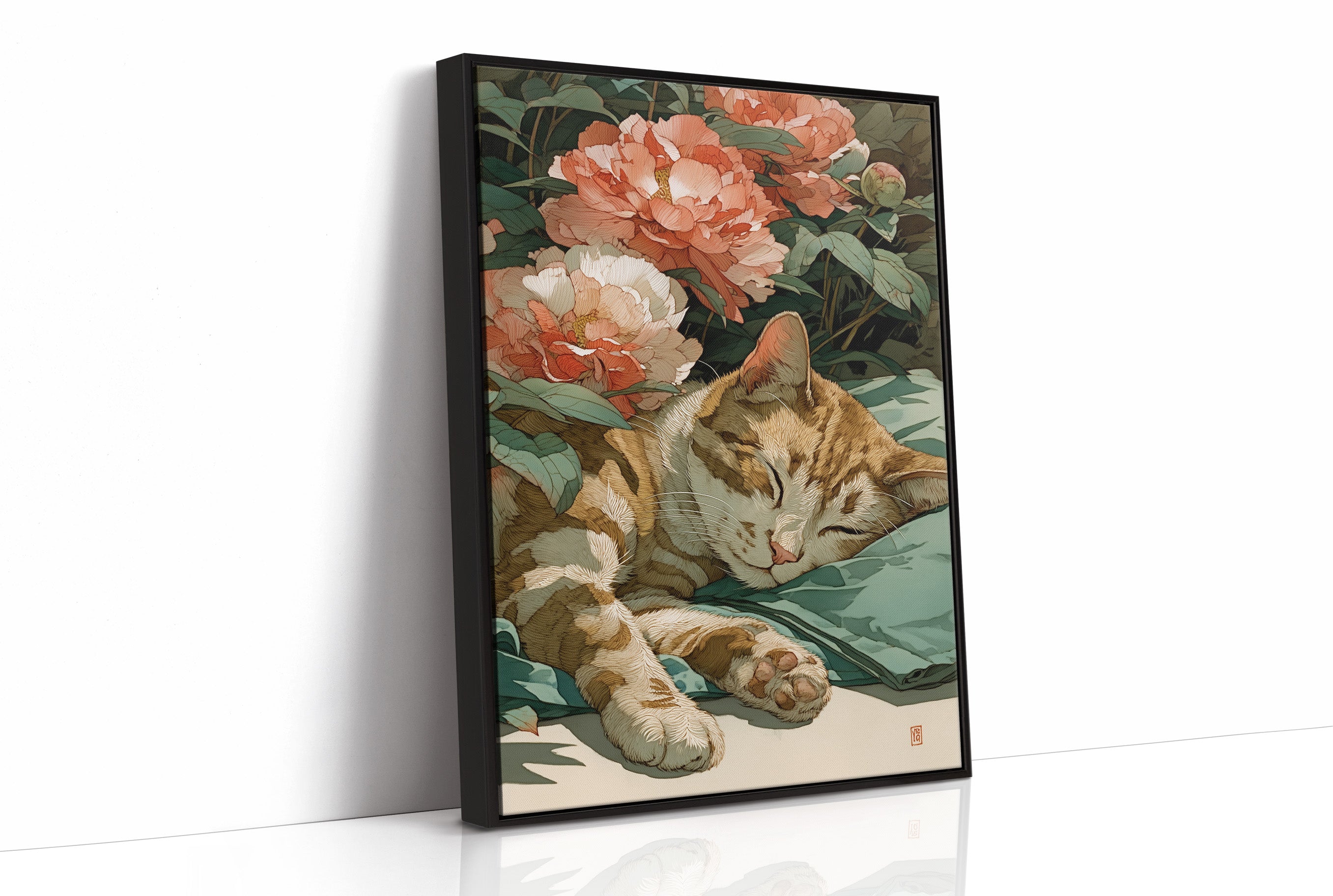 Afternoon Naps Between Coral Peonies