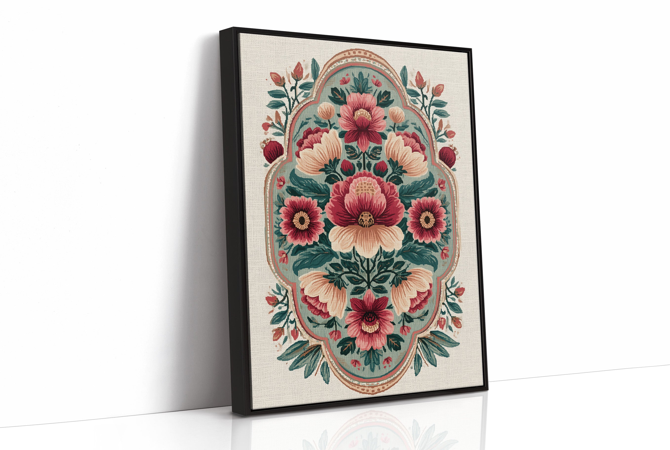 Sage Medallion: A Symmetrical Floral Tapestry