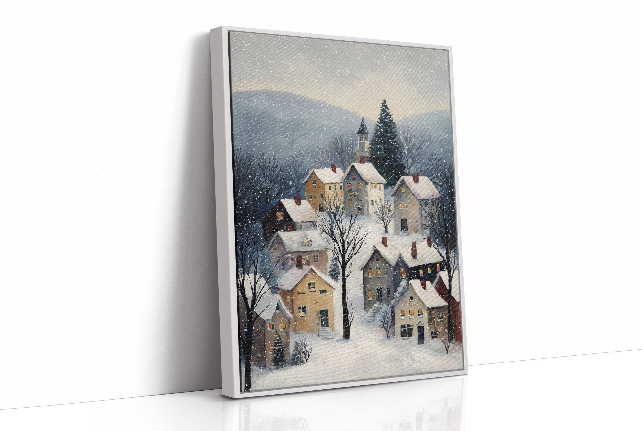 Snow Falls On Winter's Quiet Village