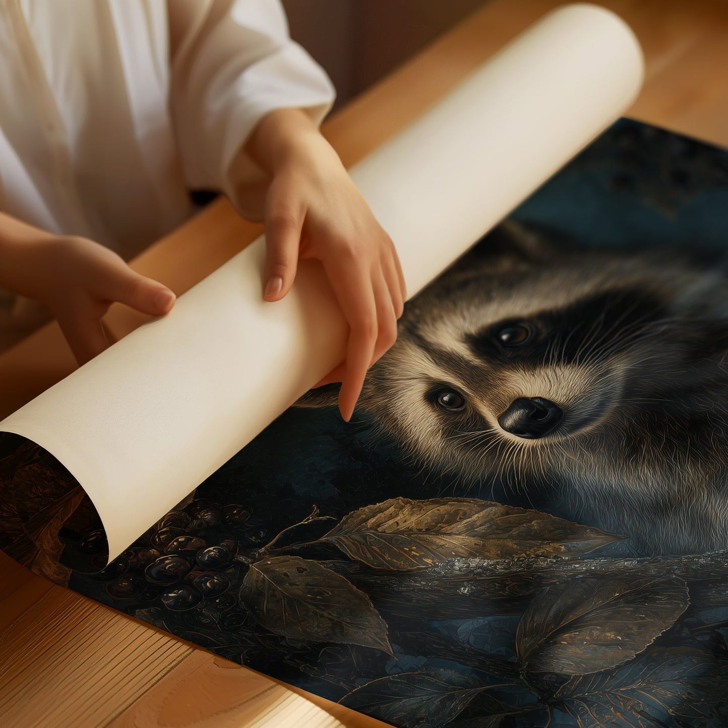 Midnight Visitor Behind Golden Leaves