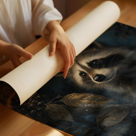 Midnight Visitor Behind Golden Leaves