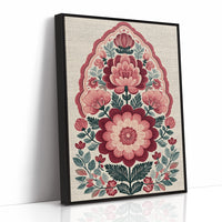 Crimson Bloom: A Folk Floral Medallion