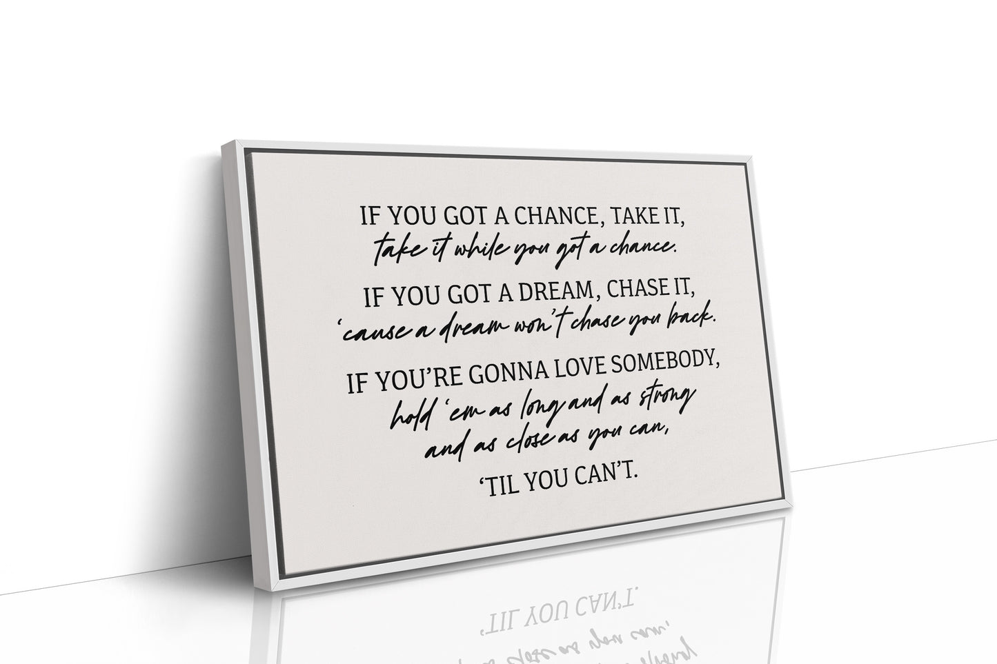 Til You Can't Lyric Canvas Art