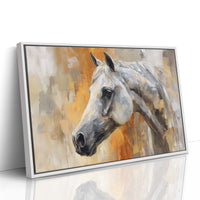 White Stallion Against Amber Skies