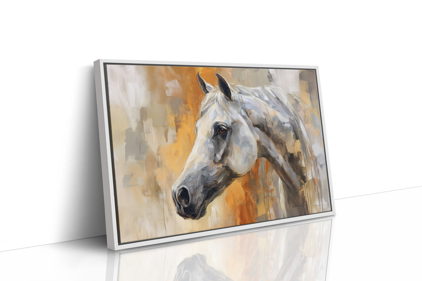 White Stallion Against Amber Skies