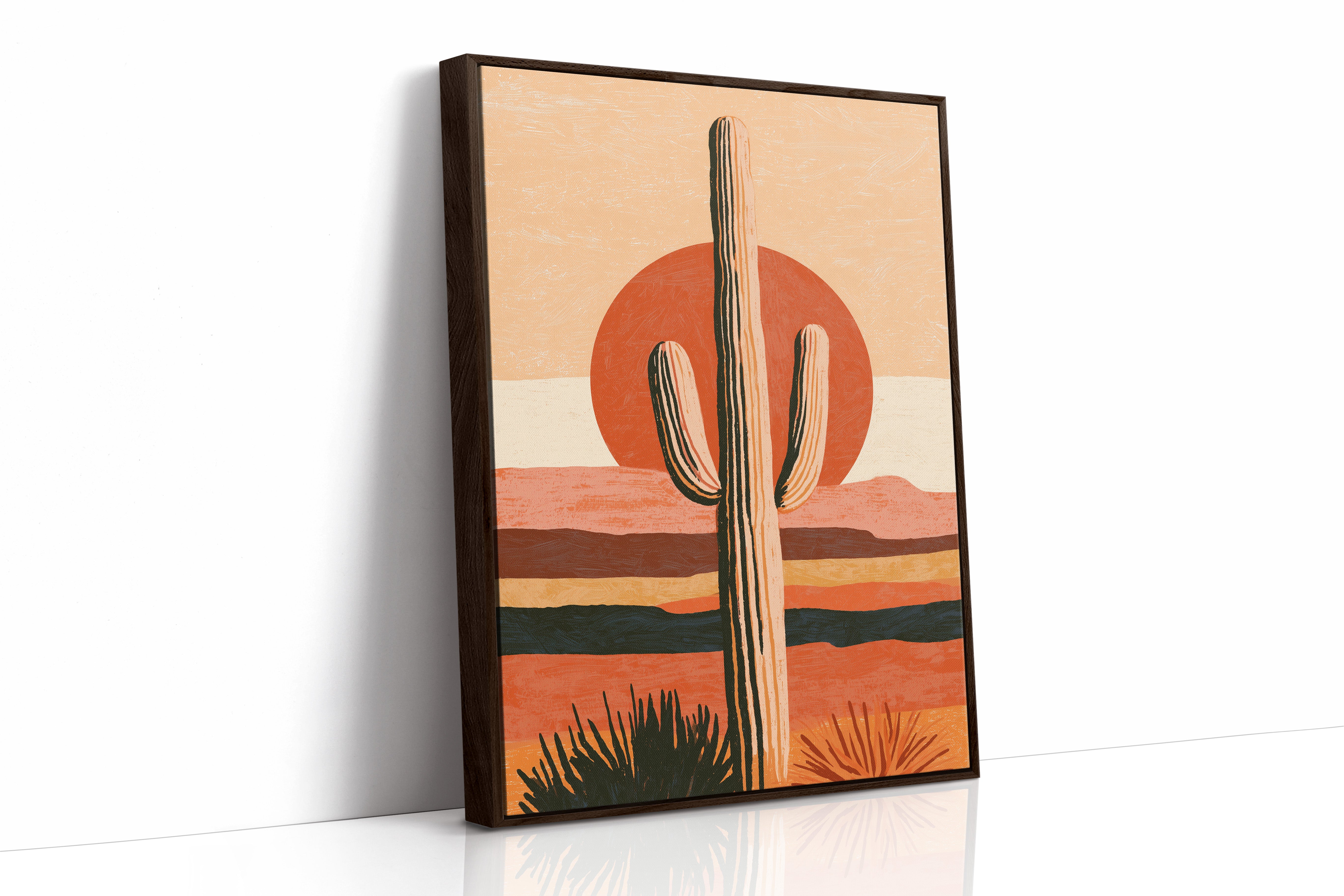 Illustrated Saguaro Layered Sunset