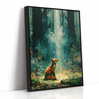 Fox in the Cathedral Light — Emerald Forest Oil Painting