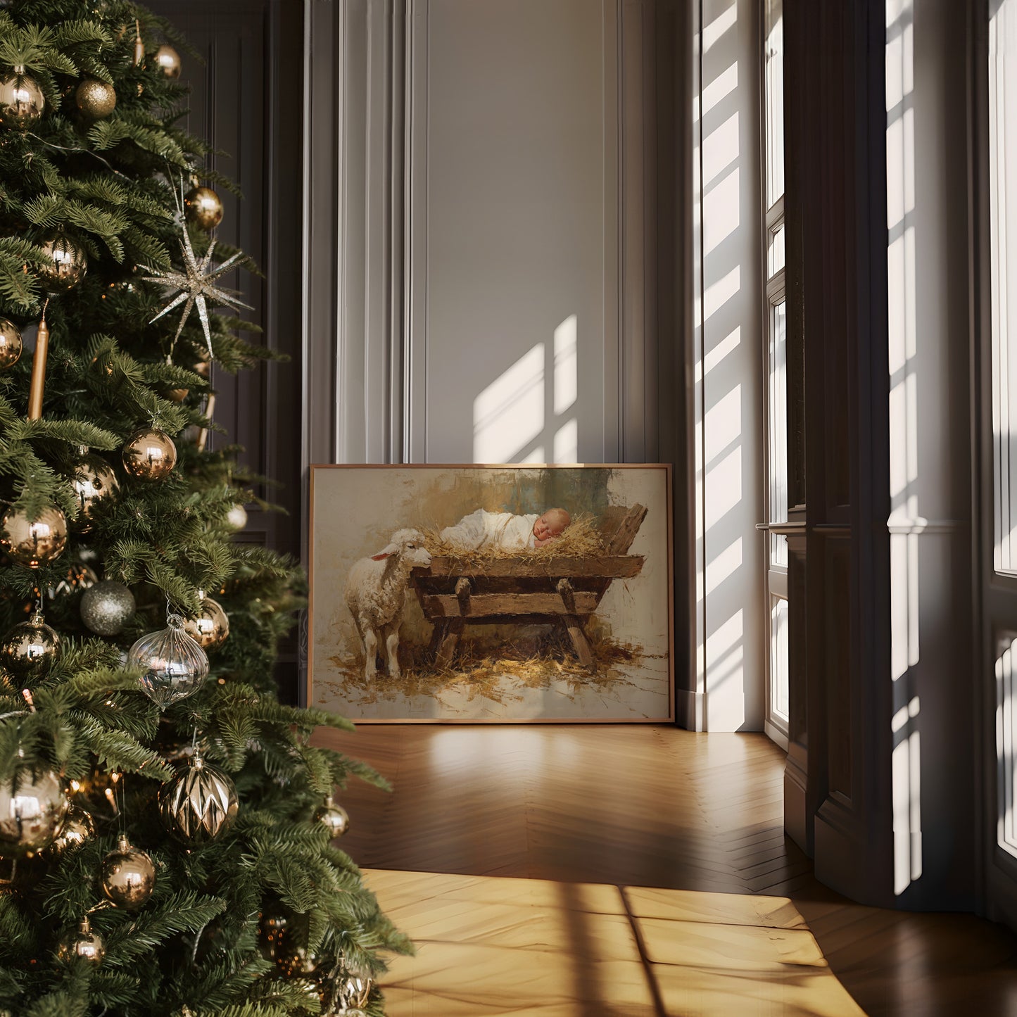 Gentle Lamb Keeps Christmas Watch