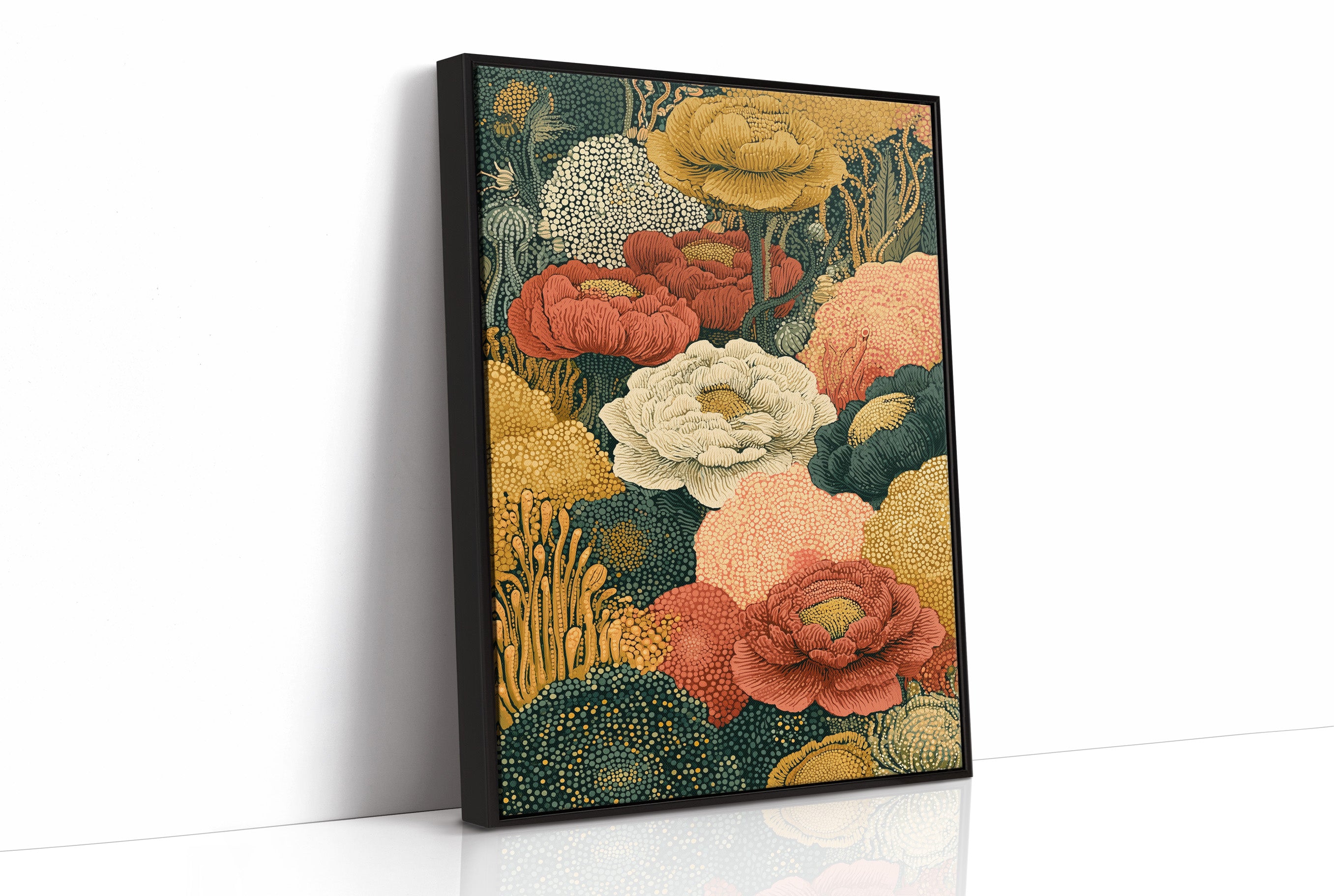 Dotted Bloom Mosaic in Rust and Gold