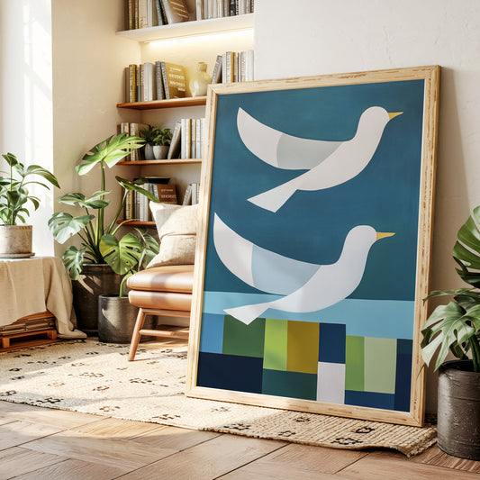 Peace Doves Above Geometric Fields