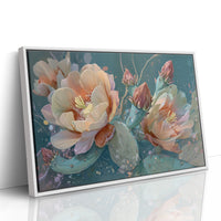Desert Blooms Against Teal Sky