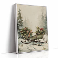 Winter Sleigh Among Misty Pines