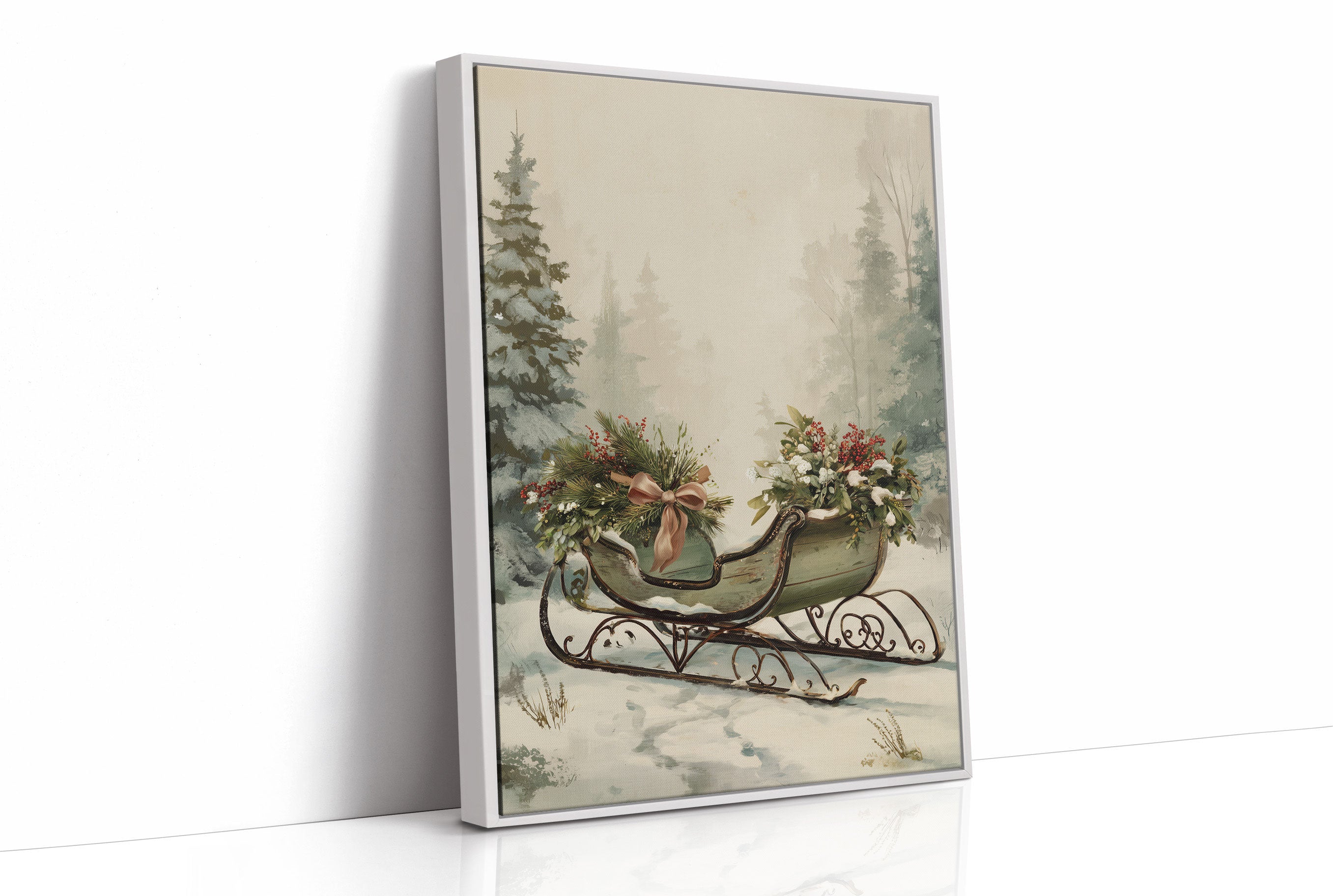 Winter Sleigh Among Misty Pines