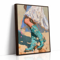 White Dress, Turquoise Boots