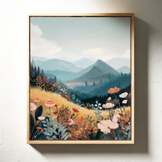 Fields of Color Beneath Mountains