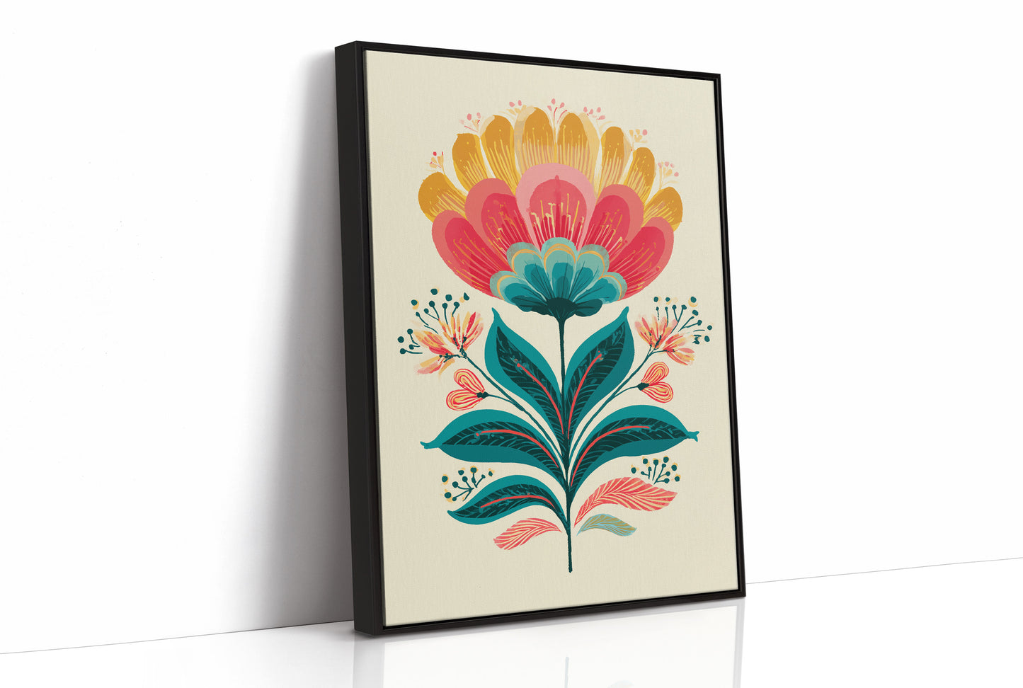 Folk Blossoms Dance In Turquoise Light