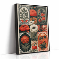 Botanical Patchwork in Red and Ink