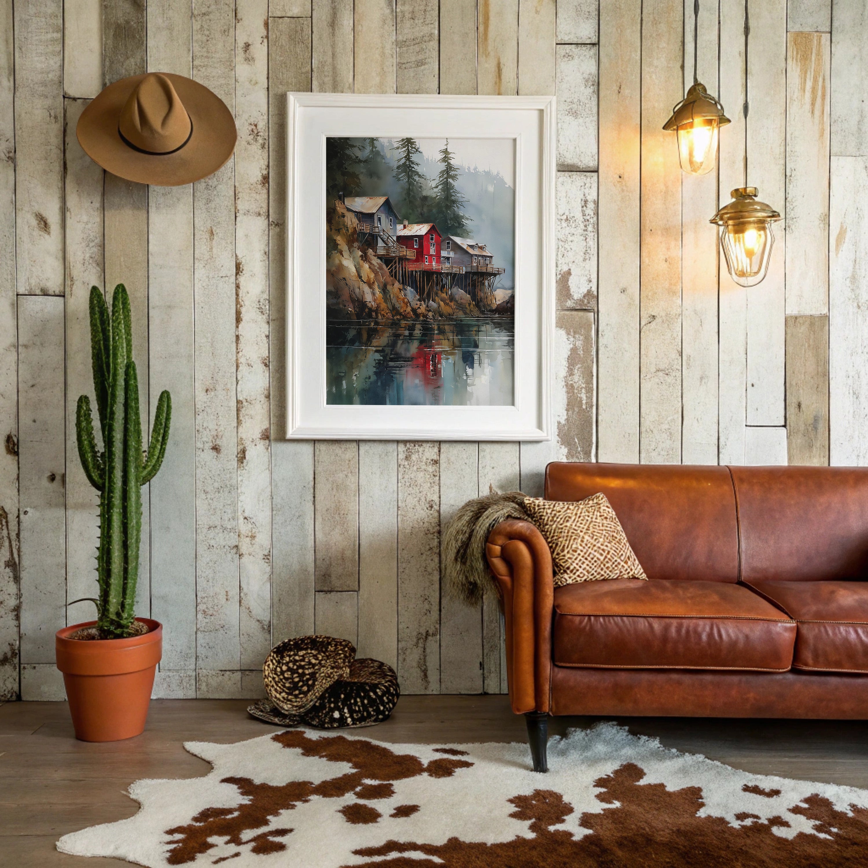 Red Houses Float Above Still Waters