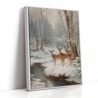 December Deer By Frozen Stream