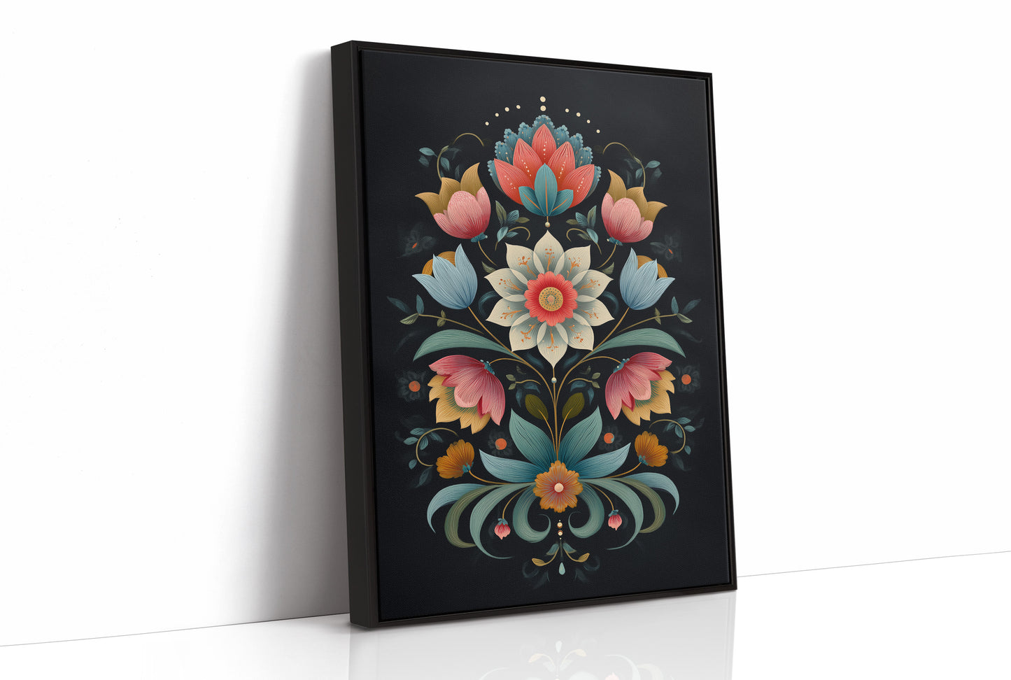 Midnight Garden Blooms In Coral