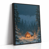 Manger in the Snowy Pines