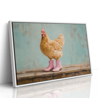 Hen Struts In Pink Boots