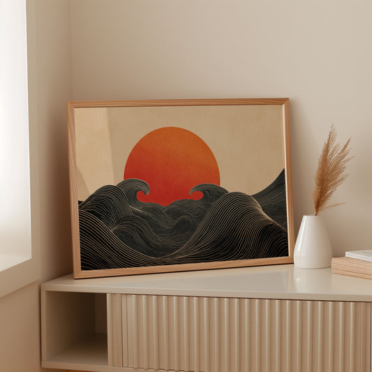 When Waves Embrace the Setting Sun