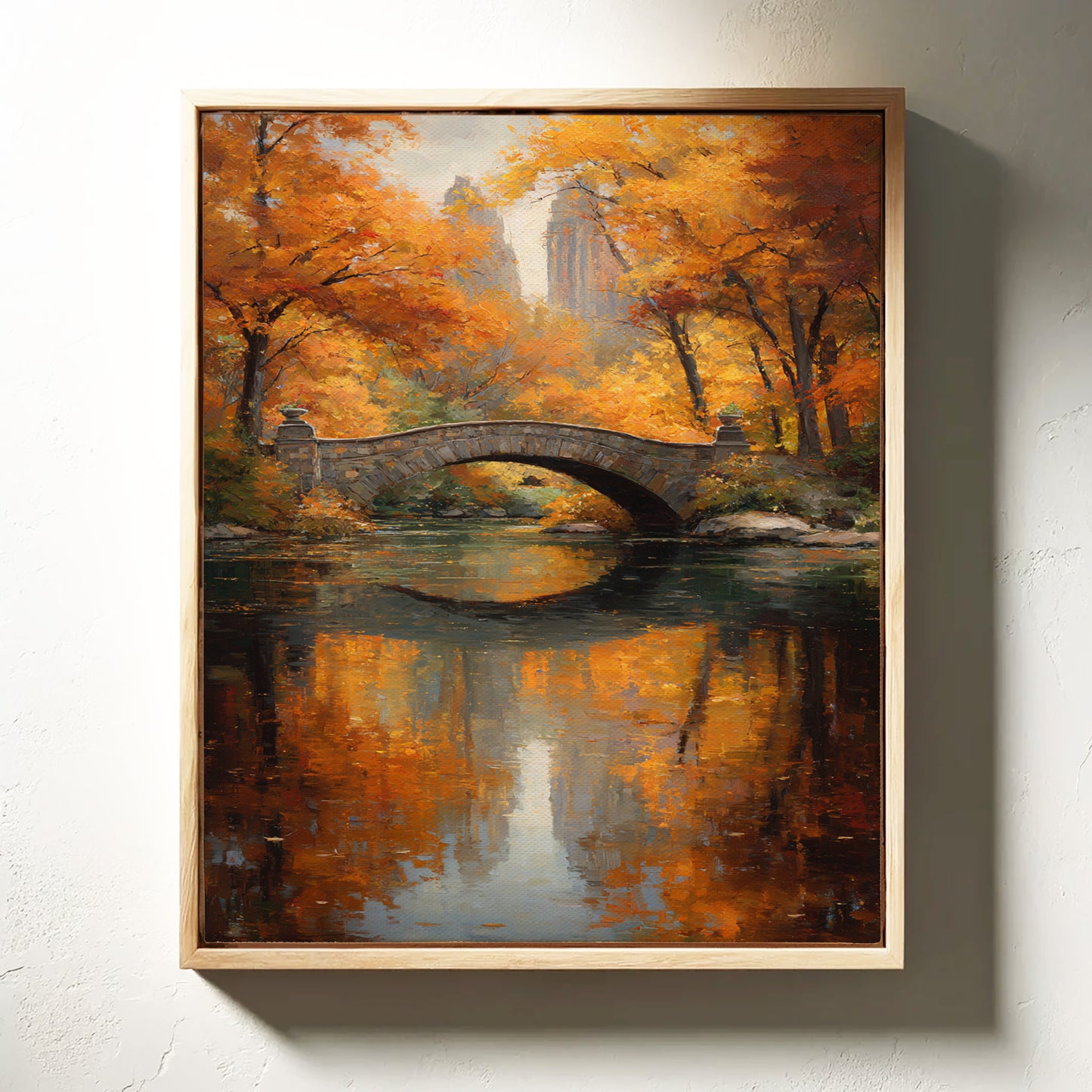 Maple Fire Mirrors Stone Bridge