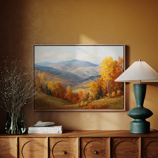 Autumn's Embrace on Distant Hills
