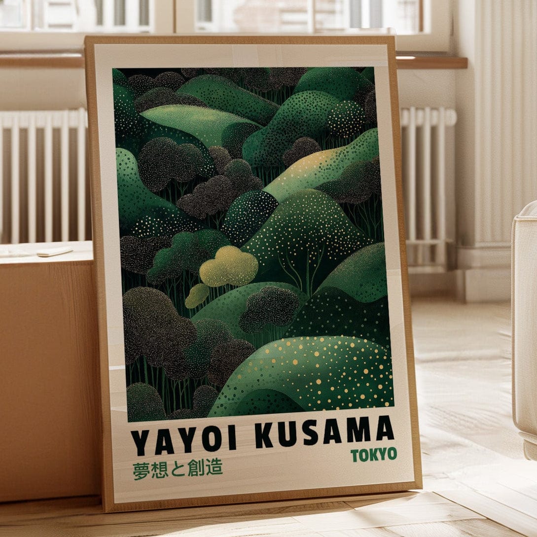 Abstract Green Dreamscape – Kusama-Inspired Forest