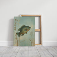 Sunlit Bass Among Pond Reeds