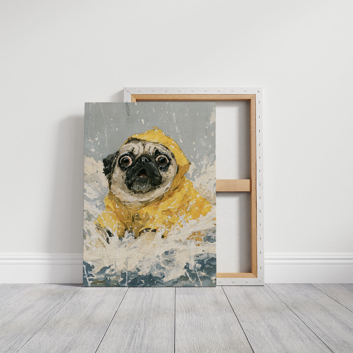 Pug Yellow Raincoat Portrait