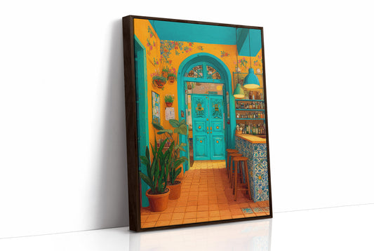 Turquoise Doorway in Sunlit Cantina