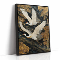 Cranes Dance Through Golden Ginkgo