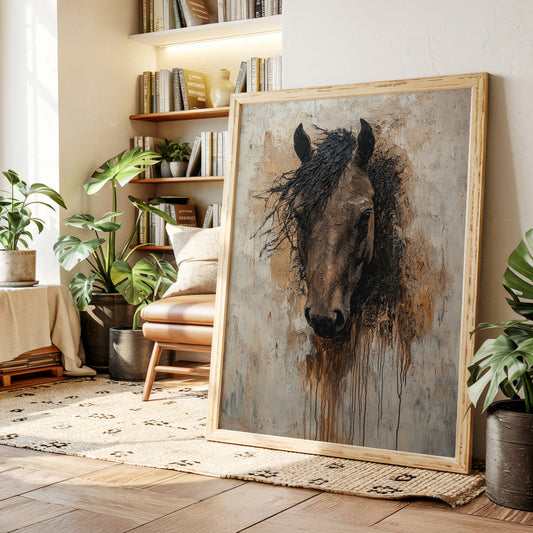 Rawhide Gaze Textured Horse Portrait