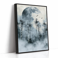 Ice Blue Moon Through Birch Fog