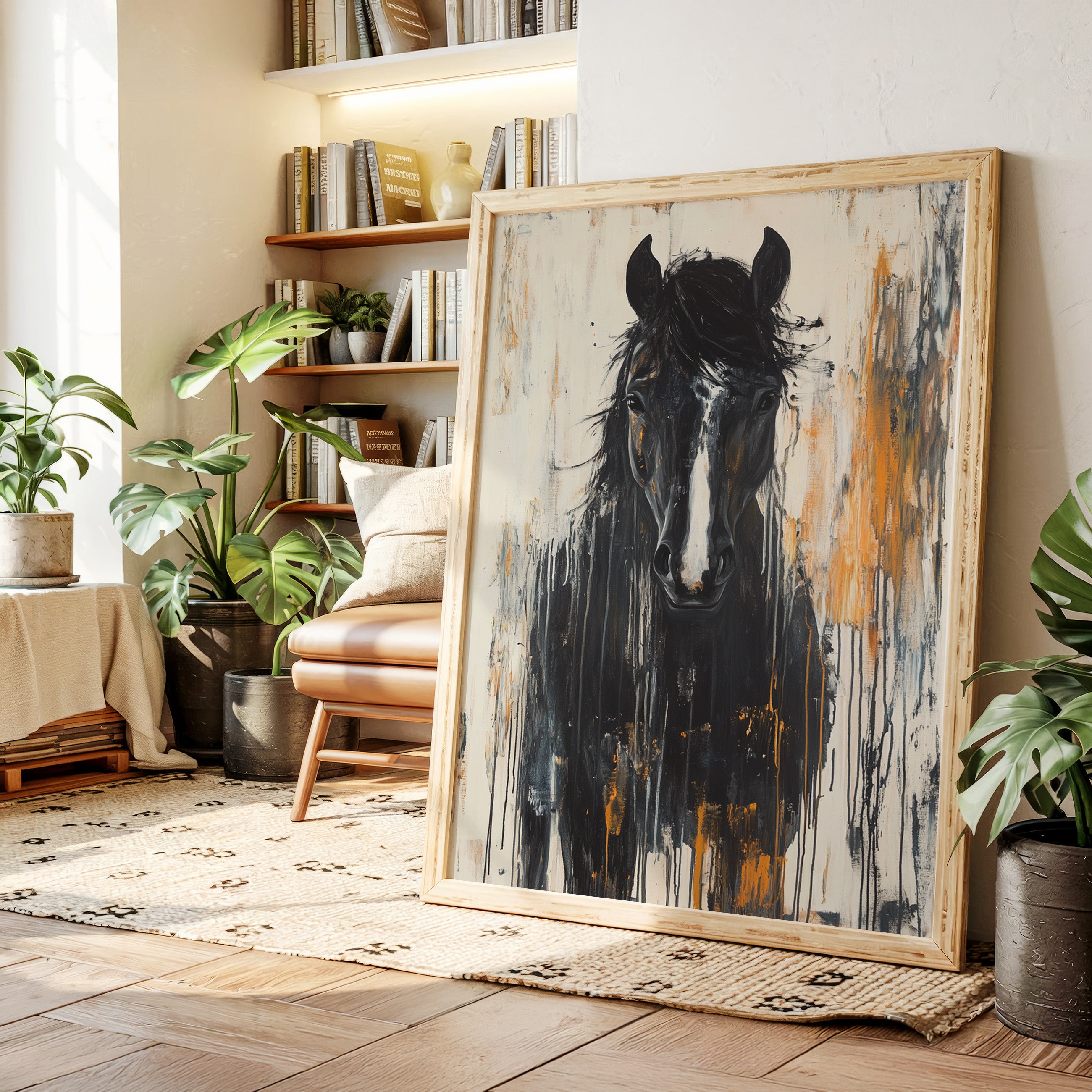Fierce Stallion in Amber Rain