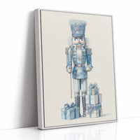 Blue Nutcracker Guards Winter's Treasures