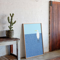 Egret in Blue Dotted Waters