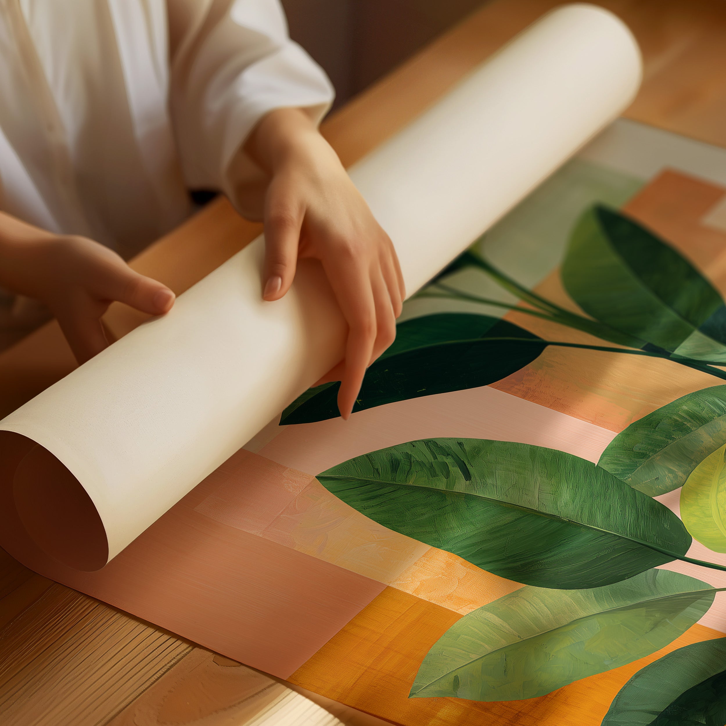 Geometric Harmony: Foliage in Warm Abstraction