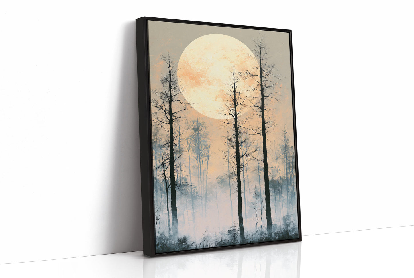 Peach Moon Over Bare Branches